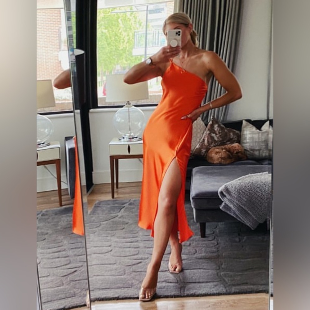 Zara Satin Midi Slit Dress